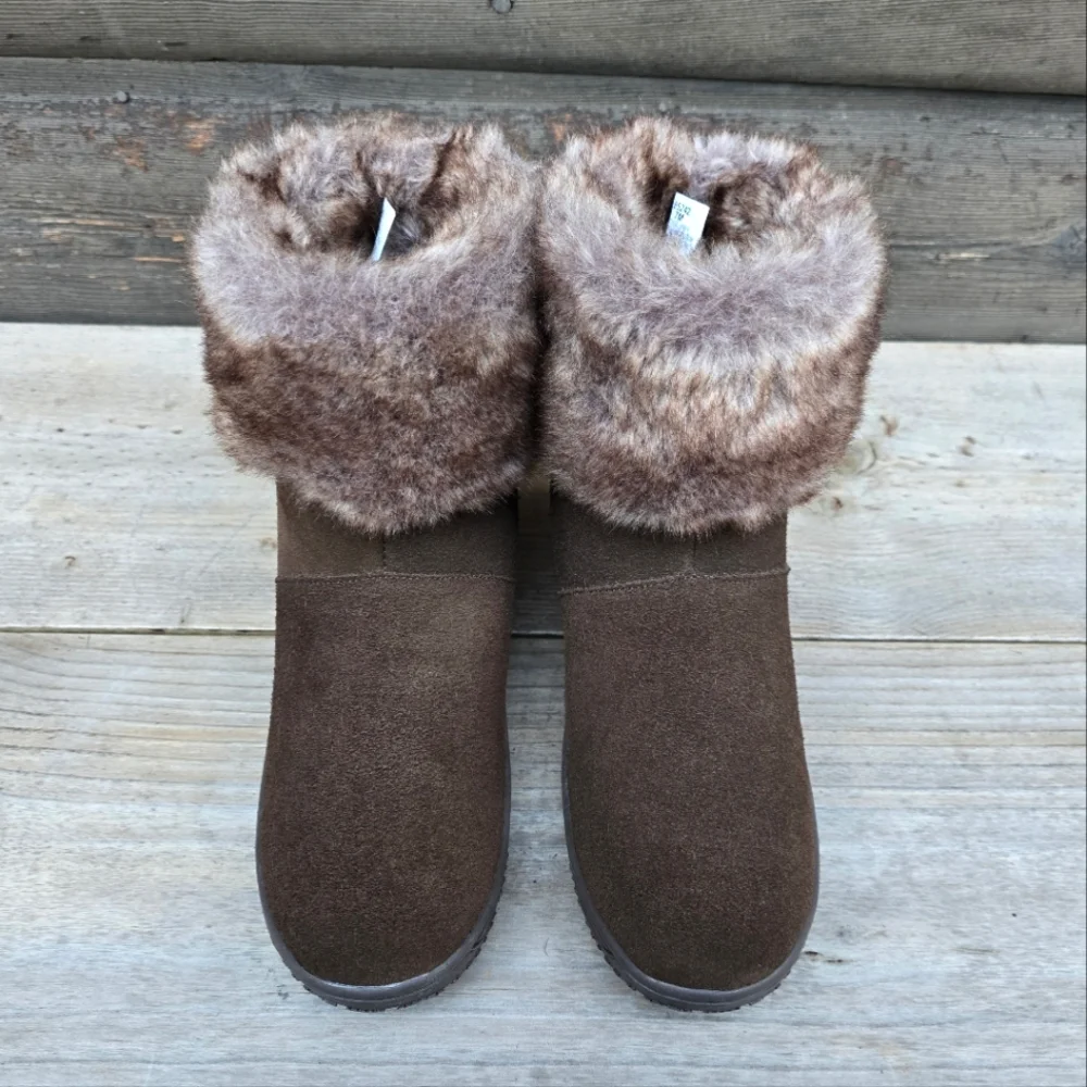 Minnetonka NEW Somerville Y2K Cozy Boho Suede Plush Faux Fur Winter Boots 7M